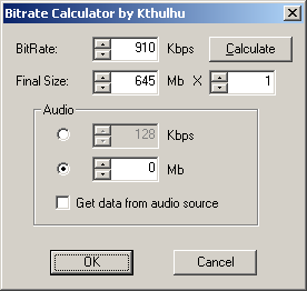 SBC Options -> Bitrate Calculator